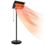 Simple Deluxe Standing Electric Patio Heater, 750W/1500W Outdoor Infrared Heater with Overheat Protection, Adjustable Height Space Heater