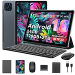 Tablet 2026 Android 16 Tablet with Gemini AI 3.1, 11 Inch FHD Display, 24GB RAM 128GB ROM/2TB TF, T7250 CPU + 13MP Camera, 8000mAh, Widevine L1, Tablet with Keyboard, Mouse, Gray, for Work and Study