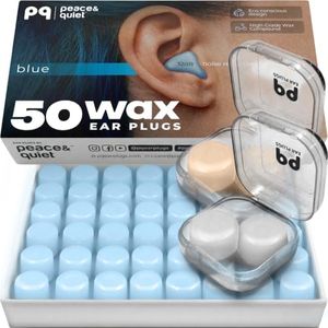 PQ Wax Ear Plugs for Sleeping, Swimming - 54 Noise Cancelling Silicone Gel Wax Earplugs, Ear Protection for Sleep and Swim, Soft Wax Pillows with Sound Blocking Level 32Db, (54 Pillows), Color: Blue