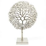 Carousel Home and Gifts Silver Coral Sculpture Decorative Ornament on Metal Stand Tree Of Life Jewellery Stand - Silver Metal Coral Ornament On Aluminium Base