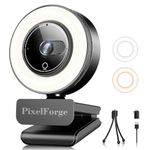 PixelForge 2K Webcam for PC with Microphone & Light & Privacy Cover, Web Camera for Desktop Computer/Laptop/Monitor/Mac, USB Streaming Camera for Zoom/Skype/Teams/Video Calling/Studying and Conference