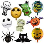 Oversized Big Halloween Balloons 10 Pcs Large Halloween Foil Reusable Mylar Balloons For Kids Halloween Foil Balloons New Year Party Bar Decoration Bat Spider Ghost Witch Pumpkin Helium Balloon