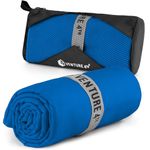 VENTURE 4TH Quick Dry Towel. Microfiber Travel Towel Ideal for Camping, Hiking, Backpacking, Gym. Lightweight & Fast Drying Travel Towels for Body. Compact & Easy to Pack - Blue Medium