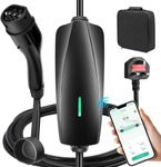 EVJUICION EV Charger APP Control 6M, 6-13A Adjustable Current, 0-24 Hours Delayed Timer, Max. 3.3kW, EV Charger Cable Type 2 to 3 Pin Plug, Wifi & Bluetooth Connection, IP65 Waterproof