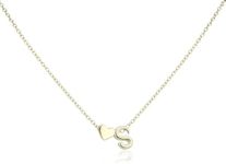 Women's Gold Heart-Shaped Letter Necklace, Gold-Plated Heart-Shaped Letter Necklace Gold Heart Initial Necklace Birthday Gift Valentine's Day Present for Women Girls (S)