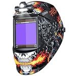 ARCCAPTAIN 3.94" x 3.66" Auto Darkening Welding Helmet, Solar Powered True Color Welding Hood, 1/1/1/1 Top Optical Clarity Welder Helmet, 4 Arc Sensor Wide Shade 4/5-9/9-13 for Stick MIG TIG Cut
