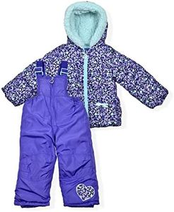 Arctic Quest Little Girls Bib Snow Pants and Ski Jacket Water-Resistant Snowsuit For Kids Winter Jacket For Girls, Vibrant Lavender, 3T