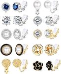 CASSIECA 10 Pairs Clip Earrings for