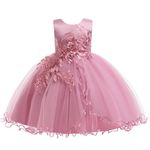 Weileenice Flower Girls Dress for Wedding 6 7 Sequin Vintage Little Girl Lace Bridesmaid Dresses Dusty Pink Kids Pageant Photo Shoot Daddy Daughter Dance Ball Gown Princess Formal Birthday Party Gown