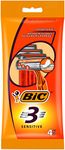 Bic 3 Sensitive Men's Razors, 8 Packs of 4 (Total 32) Disposable Razors - with Three Blades for a Close and Precise Shave