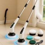 Virav Premium 9 in 1 Electric Spin Scrubber | Cleaning Brush Scrubber for Home | Full Body Waterproof Cordless | Adjustable & Detachable Handle | Bathroom, Tub, Tile, Floor, Car