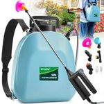 SYLSTAR 12L Battery Powered Knapsack Sprayer, Electric Garden Sprayer Handle with 3 Spraying Force& Battery Indicator, Backpack Sprayers With 5 Nozzles, 41" Telescopic Wand, Weed Spray For Lawn&Garden