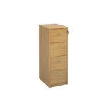 Office Monster Hayes wooden 4 drawer filing cabinet with silver handles 1360mm high - oak