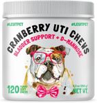 Cranberry UTI Chews for Dogs Bladder Support + D-Mannose Supports Kidney Urinary Tract and Bladder Health Natural Cranberry Wellness Supplement Immune System Booster Natural Pet Antioxidant 120 Chews