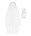 Bonnie Jean First Holy Communion Veil and Gloves Set with Pearl and Sequin Trim