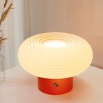 FANHAO Touch Bedside Table Lamp, Portable 4000mAh Cordless Rechargeable Mushroom Lamp for Bedroom Living Room Nightstand, 3-Color Dimmable, Modern Small Lamp Bedside Lamp for Home Decor & Gifts