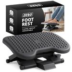 ZENO Foot Rest 3 Height Adjustable | Under Desk Foot Rest | Foot Stool with 30 Degree Tilt Angle Adjustment | Massage Surface Texture Improves Comfort for Home & Office | Black