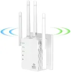 1200Mbps Dual Band 2.4&5GHz WiFi Extender, WiFi Extender Signal Booster for Home Cover up to 12880 sq. ft & 105 Devices, 1-Tap Setup, Supports Ethernet Port