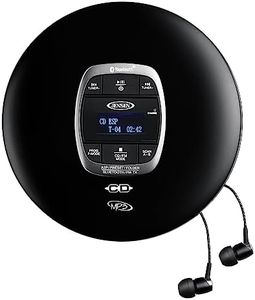 Jensen Professional Portable CD Player with Bluetooth | CD-R/RW MP3 Playback | FM Radio | Mega Bass Boost | Pro in-Ear Wired Earbuds | (Matte Black Edition)