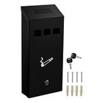 Alpine Industries Wall-Mounted Cigarette Disposal Tower - Commercial Ashtray - Black