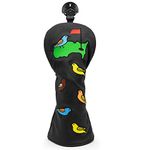 Barudan Golf Fairway Wood Head Cover Headcover, Black Birdie & Green Golf Fairway Headcover Interchangeable # 3 4 5 7 X Fairway Head Cover Golf Protective Case