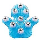 JIAHAO Palm Shaped 360 Degree Metal Roller Massager- Handheld Body Massage Tool for Deep Tissue Stress Relief and Cellulite Reduction (Blue)