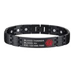 Medic Alert Bracelets for Men Personalized Id Bracelet Black