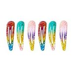 HD Novelty Hair Accessories Snap Hair Clips Glitter Bendies Sleepies 6Pcs 5CM Snap Hair Clips School Colours Hairclips Hair Christmas and Parties Accessories for Girls & Women (Glitter Sequin)