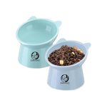 Foodie Puppies Elevated Cat Bowl Feeder Food Water Feeder Bowl for Cats, Kittens & Puppies - (Set of 2) | Persian Cat Food Bowl Tilted Raised Bowl Anti Vomiting 45° Slanted Bowl (Color May Vary)