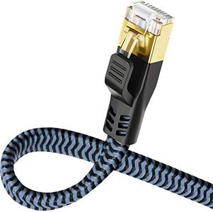 Yauhody CAT 8 Ethernet Cable 6m, Flat Nylon Braided 40Gbps 2000MHz High Speed CAT8 Internet Network Cable RJ45 LAN S/FTP Patch Cord for Gaming, Router, Modem, PC (6m, Blue)