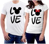 Matching Love Couple T-Shirts Set for him and her Valentines Day L/S White