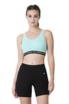 Van Heusen Proactive Women Sports Bra - Cotton Elastane - Anti Bacterial, Wireless, Non Padded, Full Coverage, Light Impact Aruba Blue