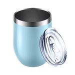 WOODFIB Reusable Coffee Cup, Insulated Travel Mug Vacuum Stainless Steel with Spill Proof Lid, Great for Hot & Cold Drinks - Coffee, Tea, Milk and Wine,12oz/340ml (Turquoise Blue)