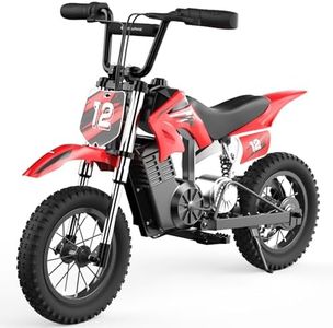 isinwheel A12 Electric Dirt Bike for Kids, 36V 350W Electric Motorcycle for Kids Ages 3-10, Up to 15.5MPH & 14 Miles Long-Range, 3-Speed Modes, LED Lights, Dual Shock Absorption