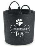 Daytripper Personalised Toy Box For Dogs Paw Print Custom Name Dog Bone Storage Basket Pet Toybox Chest Trug Gift For Dog Owners Puppies Toys Pets Multi Purpose Puppy Accessories (MEDIUM, CHARCOAL)