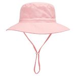 YANWANG Baby Kids Adjustable Bucket Sun Hat, UPF 50+ Sun Protection Beach Cap for Toddler Boys Girls(Light Pink,1-3Years)