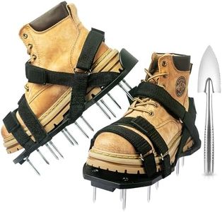 Bakulala Lawn Aerator Shoes Free-Installation Grass Aeration Shoes with Stainless Steel Shovel, Heavy Duty Lawn Aerator Spike Shoes Lawn Aeration Tool with Hook & Loop Strap for Yard & Patio