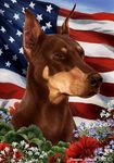 Best of Breed Doberman Red Cropped Patriotic Garden Flags