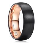 King Will Duo 8mm Men Black Tungsten Carbide Ring Matte Brushed Dome Rose Gold Plated Wedding Band for Men Women 11.5