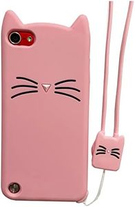 iPod Touch 5 Case, iPod Touch 6 Case, Fashion Cute 3D Pink Meow Party Cat Kitty Kids Girls Lady Protective Cases Soft Case Skin for Apple iPod Touch 6th and iPod Touch 5