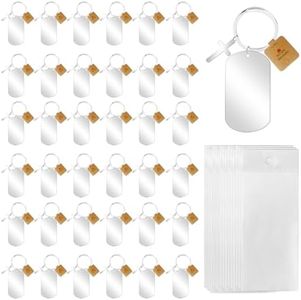 36 Pcs Engravable Metal Keychain Blanks Stainless Steel Blank Key Ring Tags and Packaging Bags Metal Stamping Tags Engravable Key Ring with Hole for DIY Employee Birthday Gift(Cross)