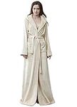 Women Hooded Bathrobes Soft Warm Floor Length Sleepwear Luxurious Plush Fleece Winter Ladies Long Robes