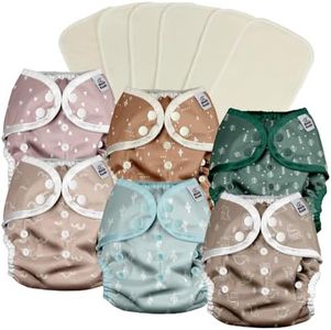 Mama Koala Reusable Adjustable Cloth Diaper Covers Size M,with 6pcs 3-Layer Hemp Cotton Inserts