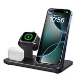 PDKUAI 3 in 1 Charging Station for Apple Wireless Charger for iPhone 16 15 14 13 12 11 X 8 Series 15W Wireless Charging Station for Multiple Devices for Apple Watch Charger for AirPods Pro/4/3/2/1