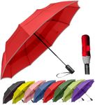 MRTLLOA 42/49 Inch Large Windproof Travel Umbrella, Double Canopy Vented Waterproof Compact Folding Golf Umbrellas for Rain(49 Inch, Red)