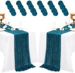 6 Pack Teal Cheesecloth Table Runner 35x120 Inch 10Ft Gauze Cheese Cloth Table Runner, Boho Rustic Wedding Table Runner for Wedding Bridal Shower Graduation Banquet Table Decorations