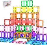 PicassoTiles 42 PCs Magnetic Tile Building Block Set with Unique See-Through Shapes Constructing Different Type of Building Playset Educational STEM Learning Kit Colorful Blocks for Kids Ages 3+