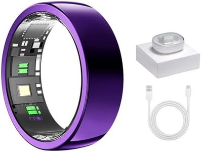 Smart Ring Purple - Size-9 Health Tracker with Free Subscription, Gesture Remote Beauty Shot & Brush Video, Fitness Sleep Heart Rate Tracking Ring with Charging Case, Compatible with iOS & Android