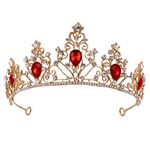 minkissy Red Crown Queen Tiara - Rhinestone Baroque Alloy Headpiece Red Queen Tiara Crown Prom Bridal Tiara for Women Wedding Party