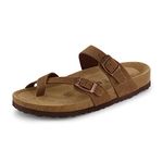 CUSHIONAIRE Women's Luna Cork Footbed Sandal With +Comfort, Brown Vegan Suede 7 W